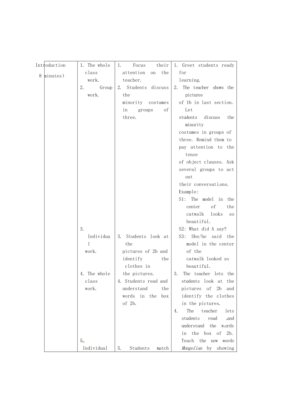 重庆市梁平实验中学八年级英语下册 Unit 8 Our Clothes Topic3 He said the fashion show was wonderful Section C教案 （新版）仁爱版_第3页