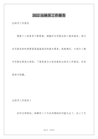 2024出纳员工作报告