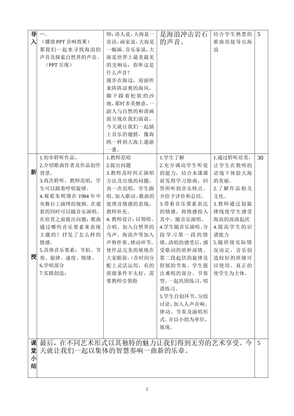 大海啊故乡教学设计_第2页