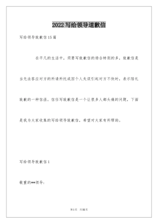 2024写给领导道歉信