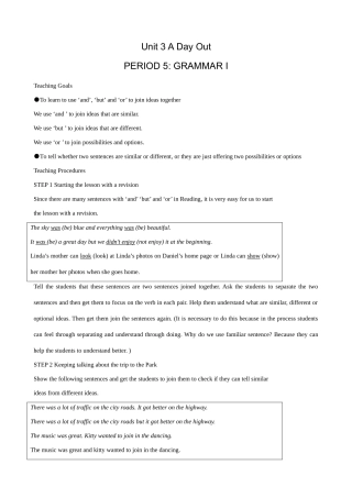 牛津版八年级英语Unit 3 A Day Out(5)GRAMMAR I