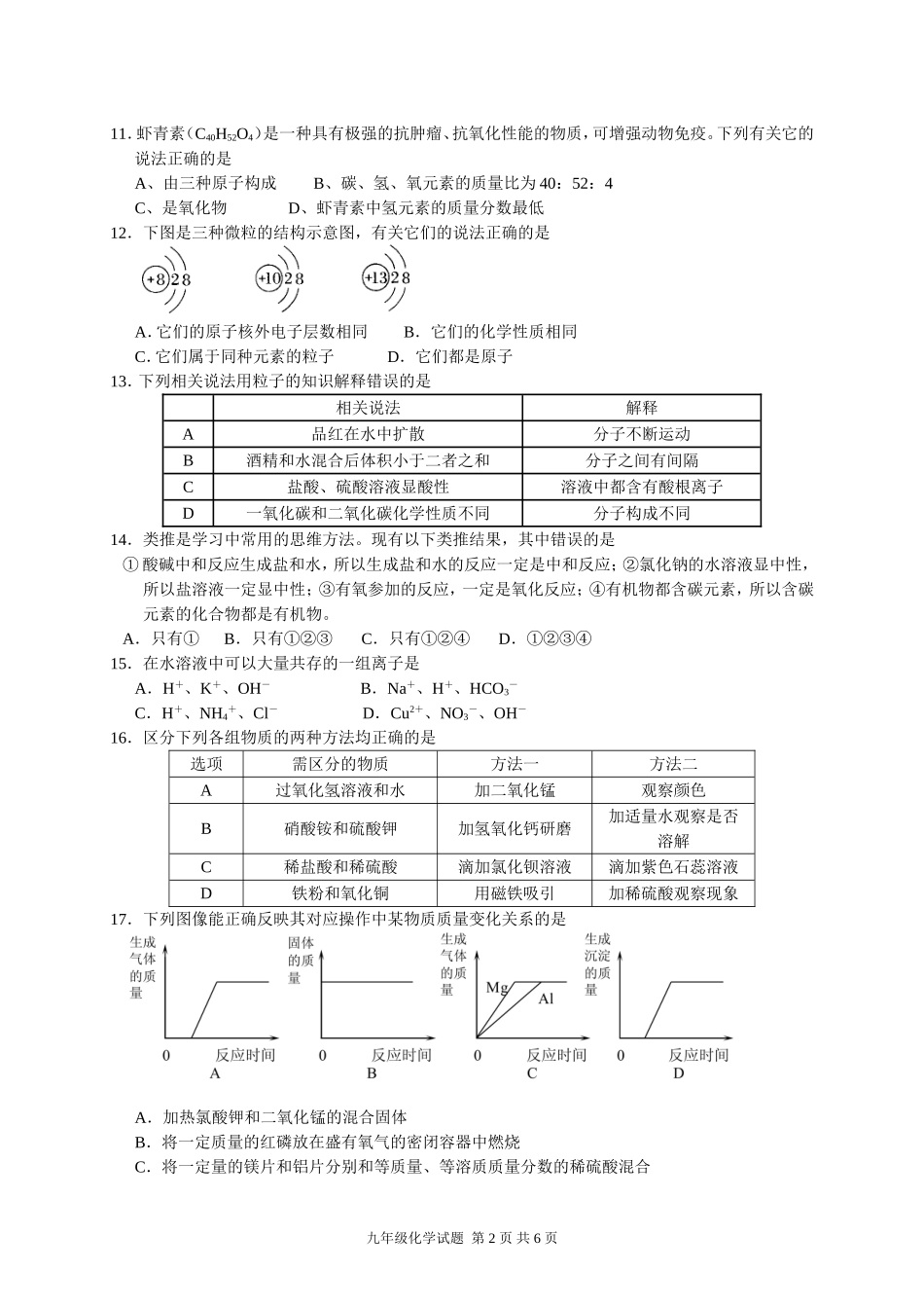 五月模拟考试化学试题_第2页
