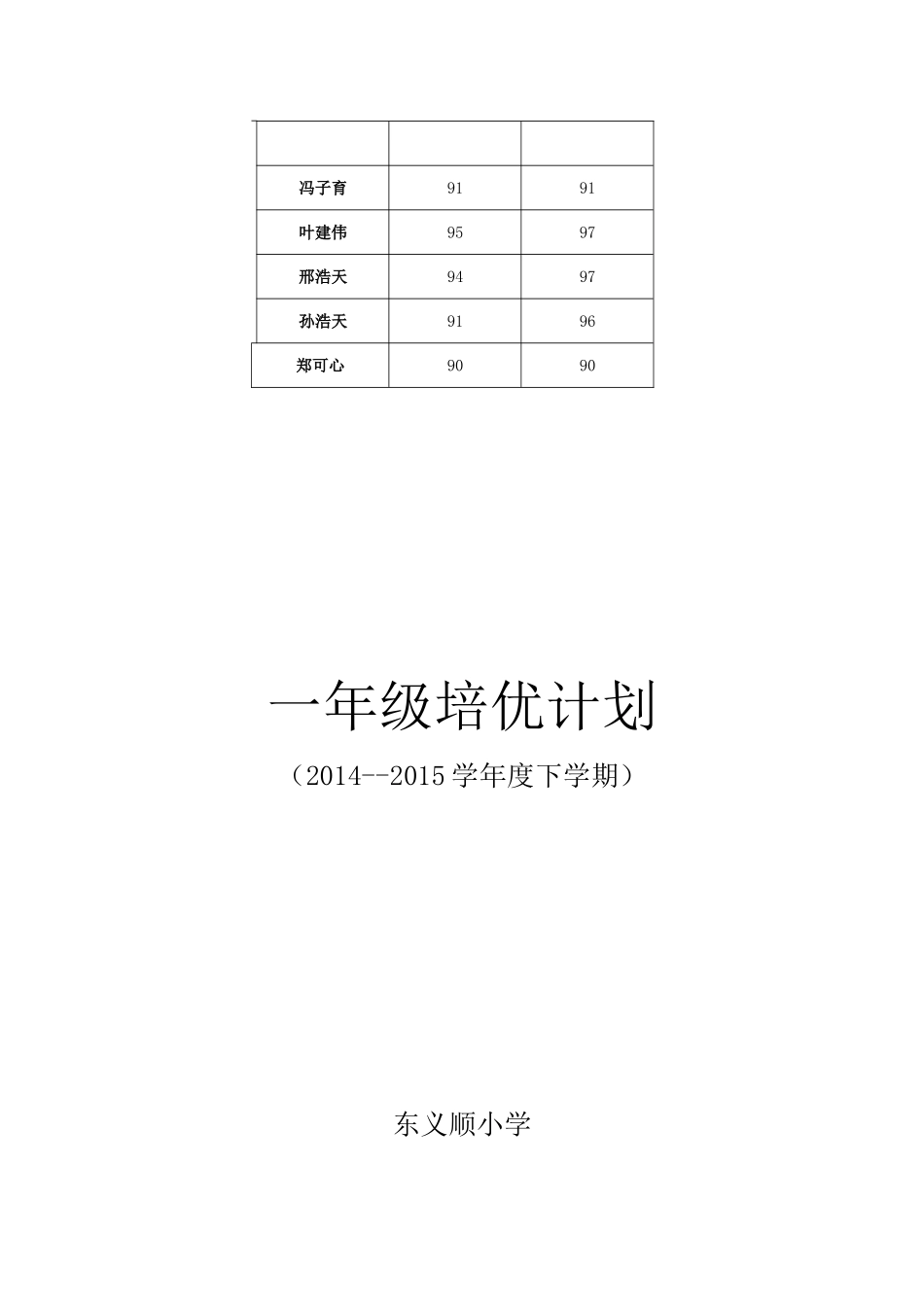 一年级培优计划_第2页