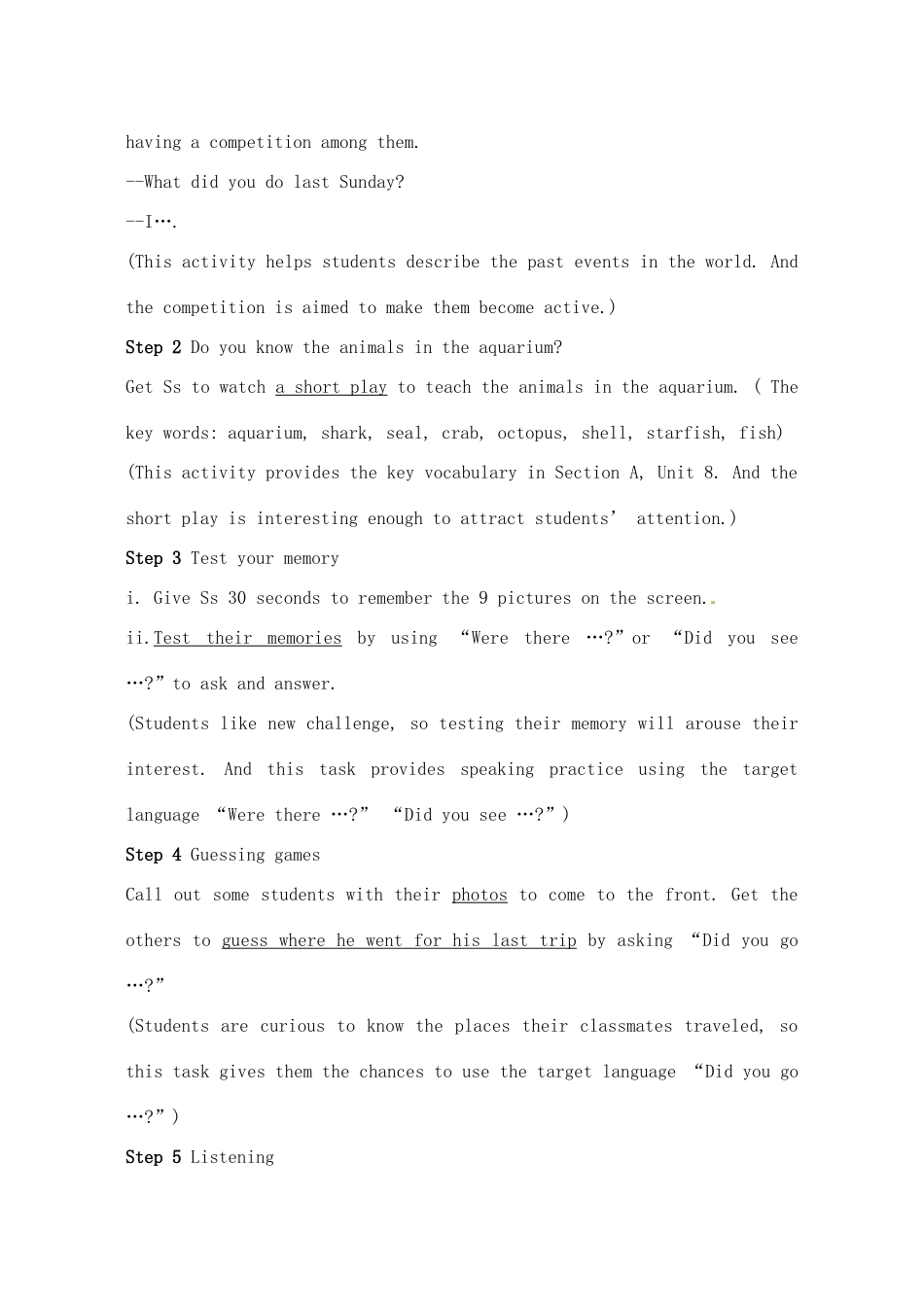 辽宁省丹东七中八年级英语上册《Unit 8》教案 人教新目标版_第3页