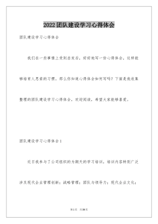 2024团队建设学习心得体会