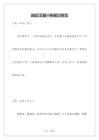 2024又是一年初三作文_1