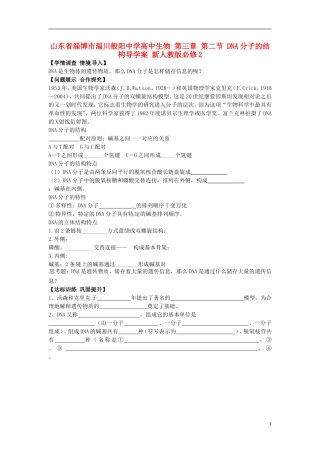 山东省淄博市淄川般阳中学高中生物 第三章 第二节 DNA分子的结构导学案 新人教版必修2