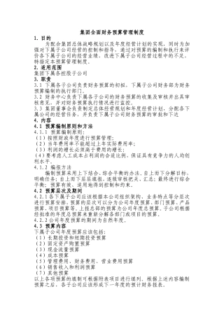 某集团全面财务预算管理制度