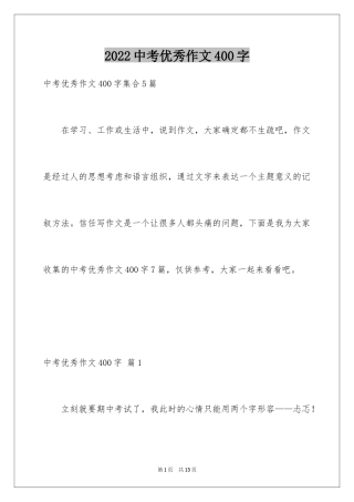 2024中考优秀作文400字