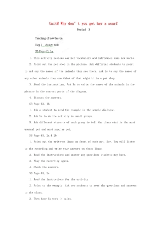 浙江省温州市第二十中学八年级英语下册 Unit8 Why don’t you get her a scarf Period 3教案 人教新目标版