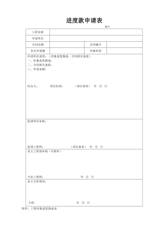 进度款申请表(范本)