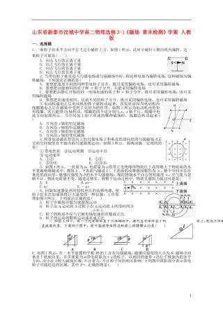 山东省新泰市汶城中学高中物理《磁场 章末检测》学案 新人教版选修3-1