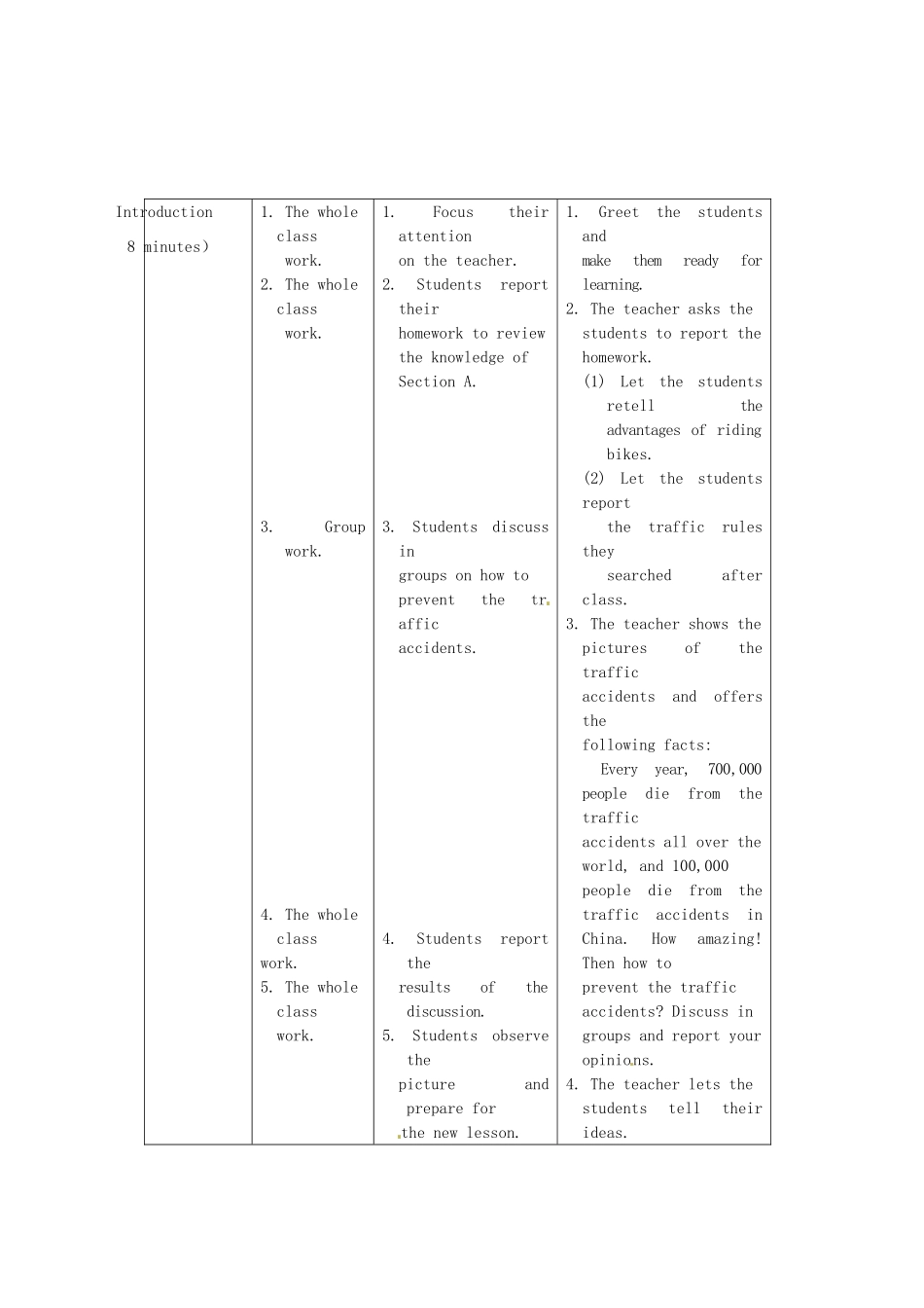重庆市梁平实验中学八年级英语下册 Unit 6 Enjoying Cycling Topic3 Bicycle riding is good exercise SectionB教案 （新版）仁爱版_第3页
