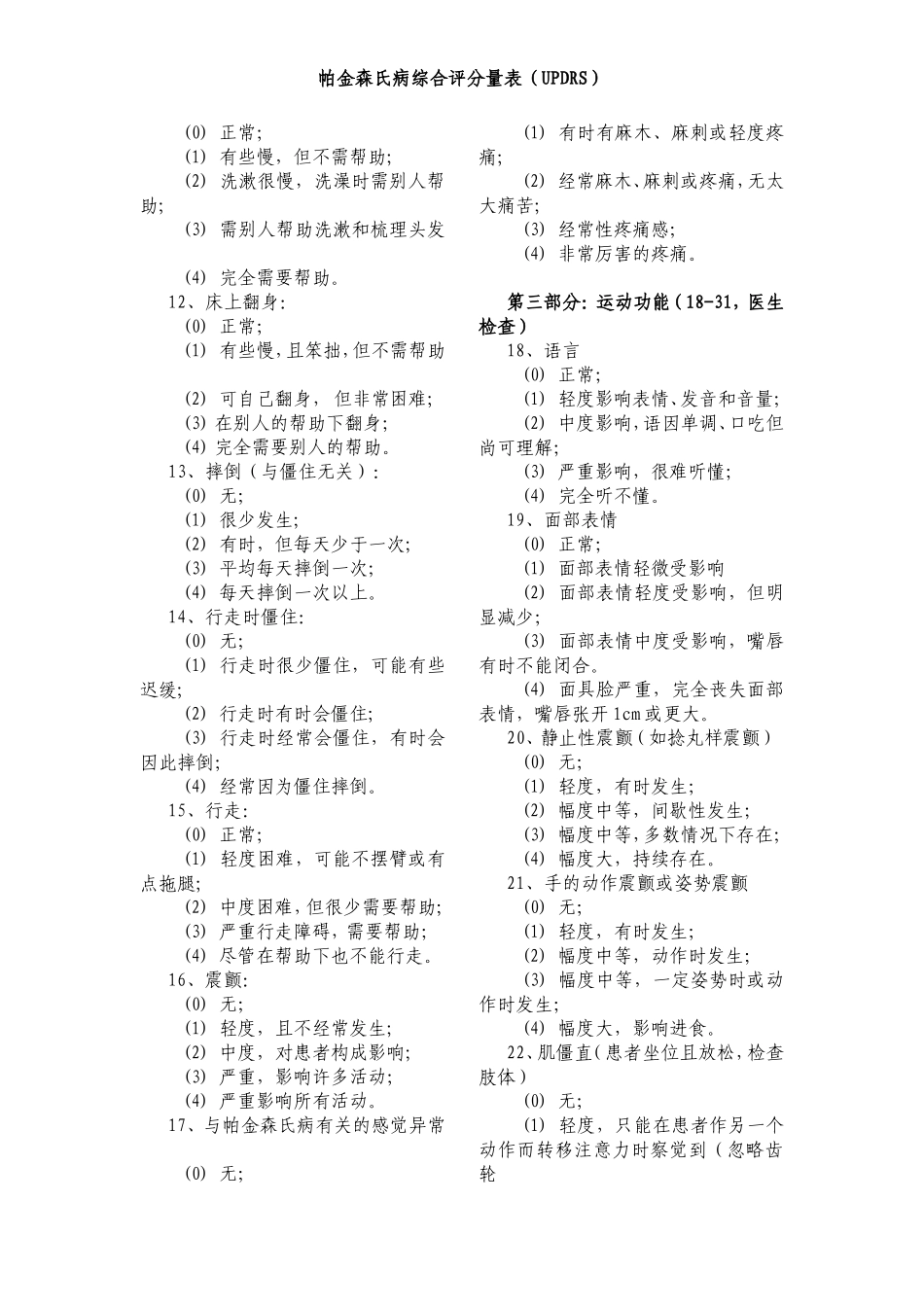 帕金森综合评分量表(UPDRS)_第2页