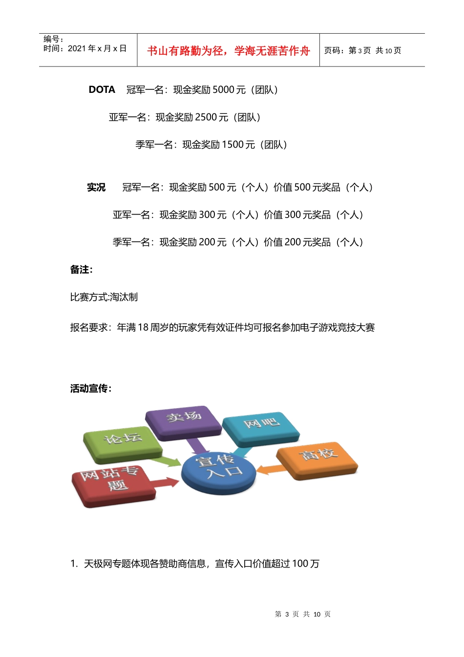 XXXX电子竞赛大赛方案-天极传媒_第3页