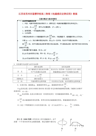 江苏省苏州市蓝缨学校高二物理《电磁感应定律应用》教案