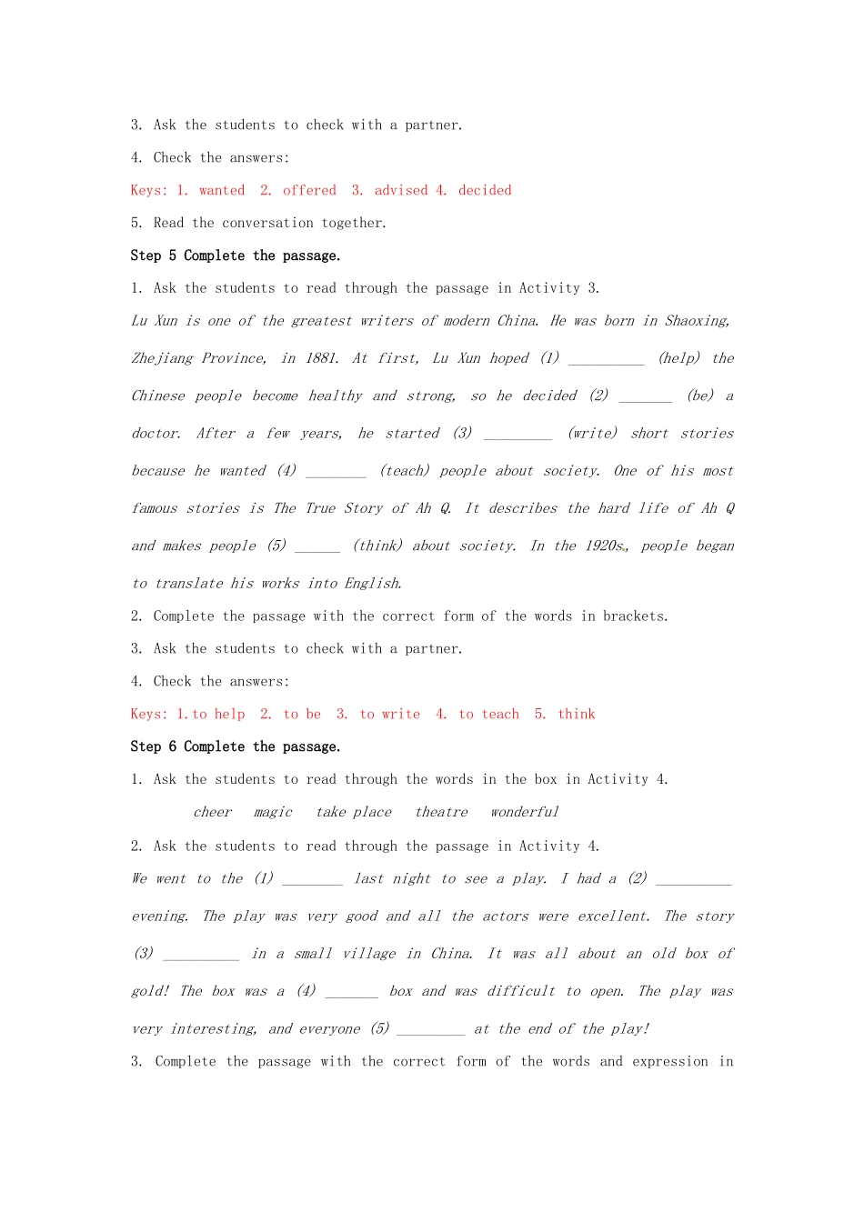 秋八年级英语上册 Module 5 Lao She's Teahouse Unit 3 Language in use教案1 （新版）外研版-（新版）外研版初中八年级上册英语教案_第3页