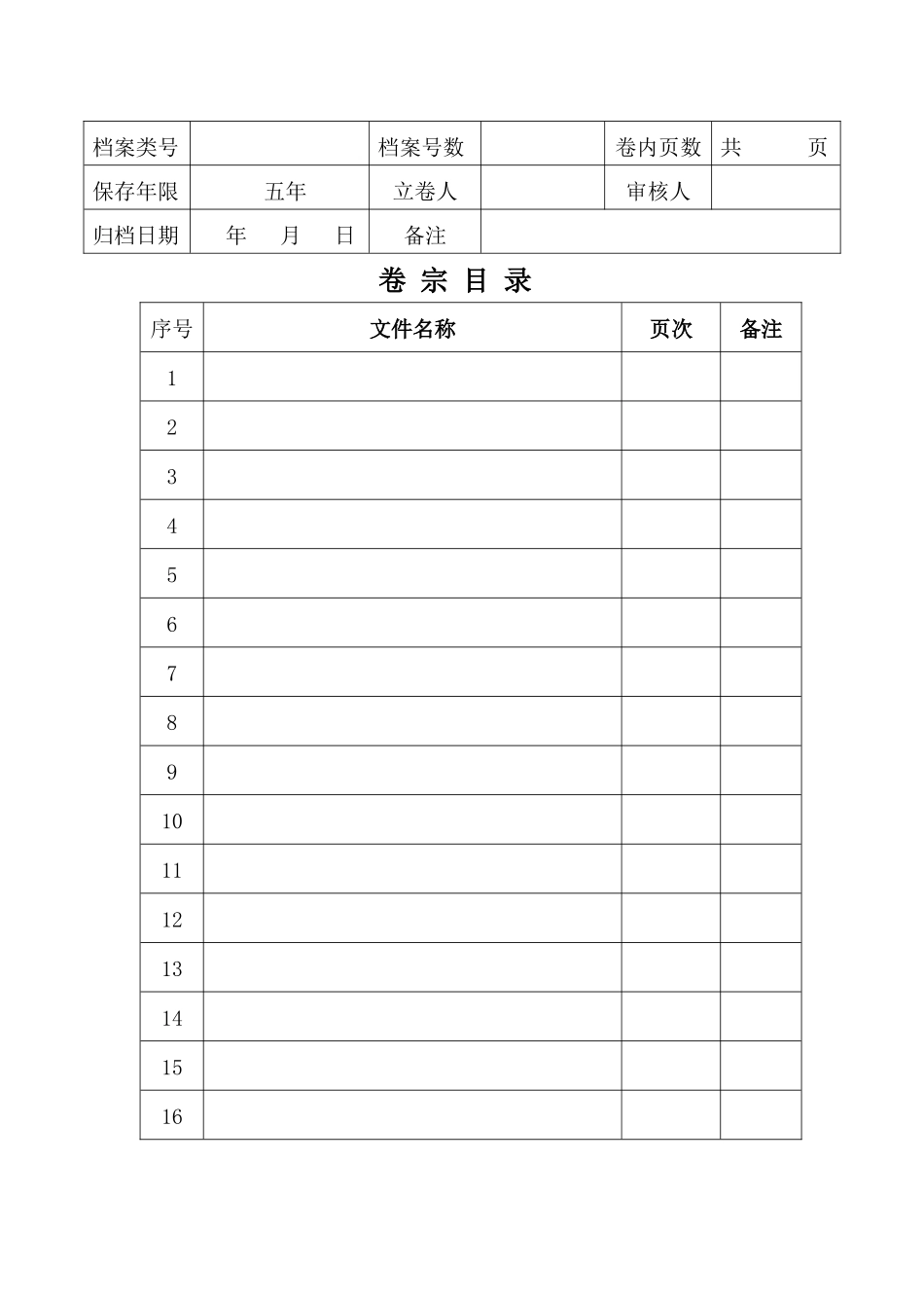 律师案件卷宗封面+目录+小结模版(民事)_第2页