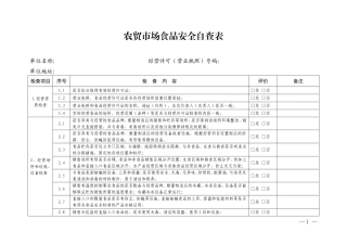 农贸市场食品安全自查表