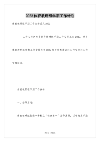 2024体育教研组学期工作计划