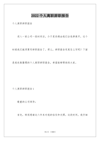 2024个人离职辞职报告_1