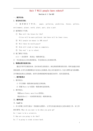 2013年秋八年级英语上册_Unit_7_Will_people_have_robots教案_(新版)人教新目标版