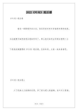 2024《叶问》观后感_1