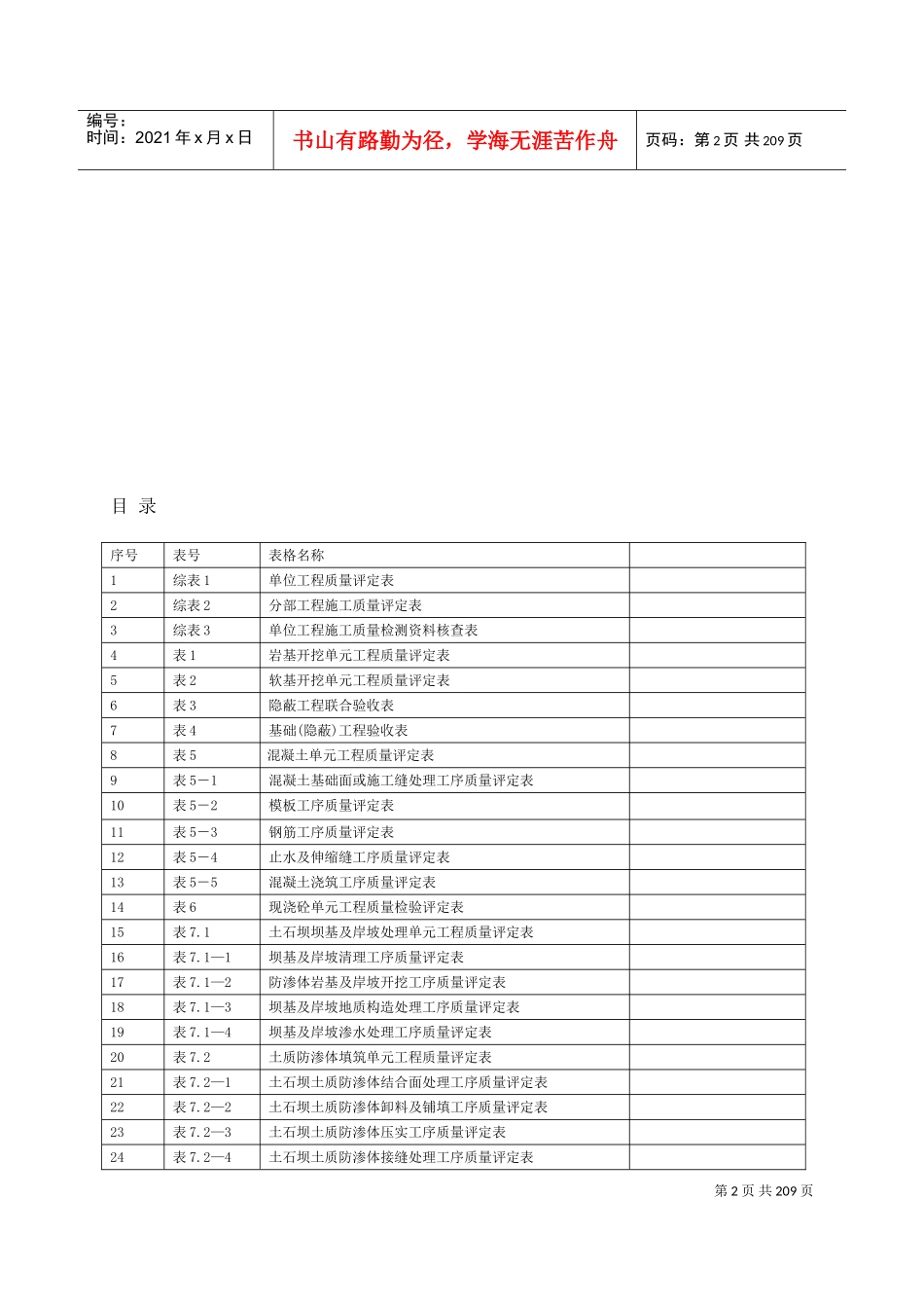 新版水利水电工程施工质量评定表(DOC208页)_第2页
