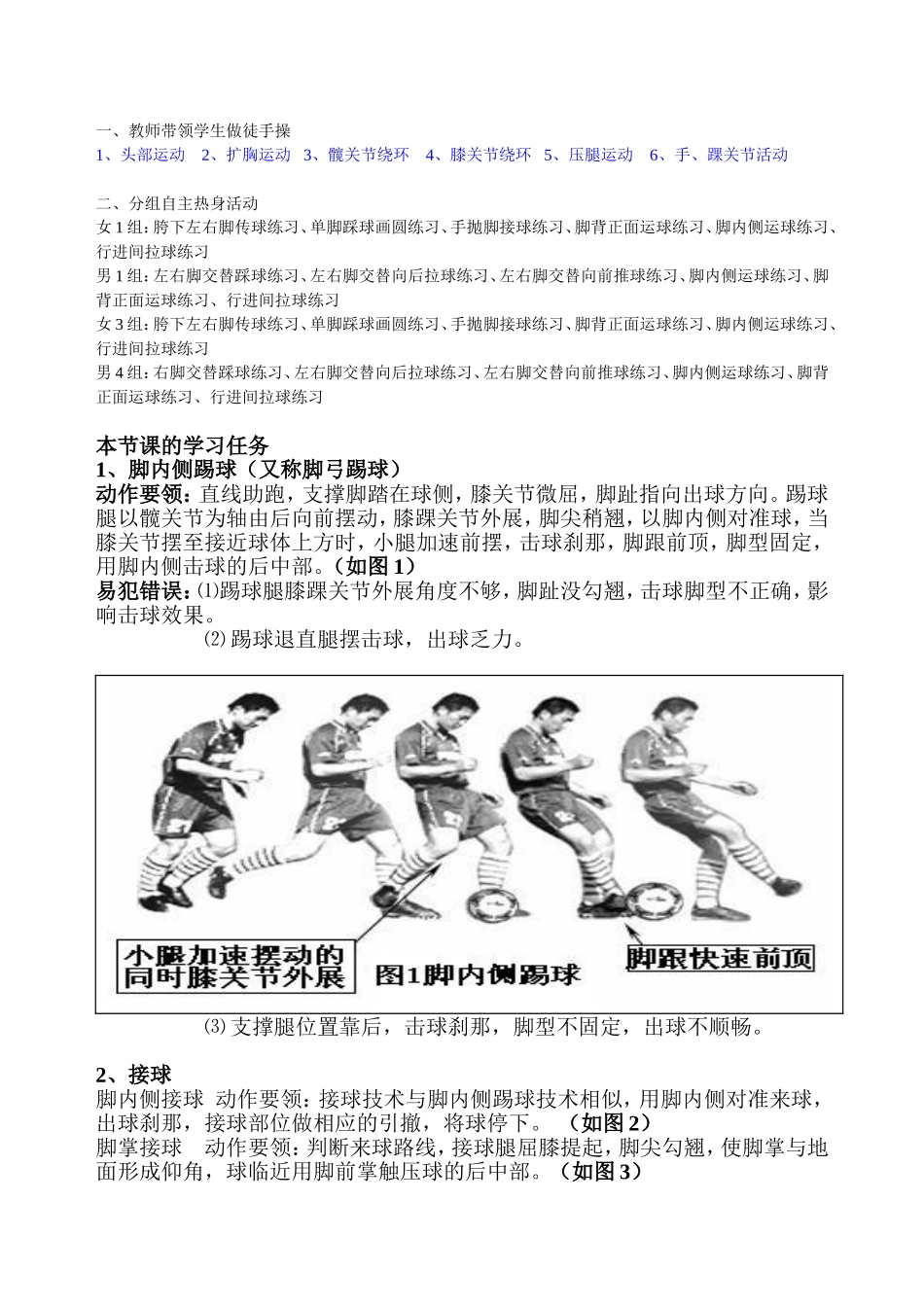 足球脚内侧传接球教案_第3页