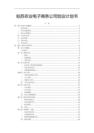 农业电子商务项目-公司创业计划书2017