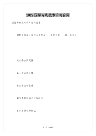 2024国际专利技术许可合同_1