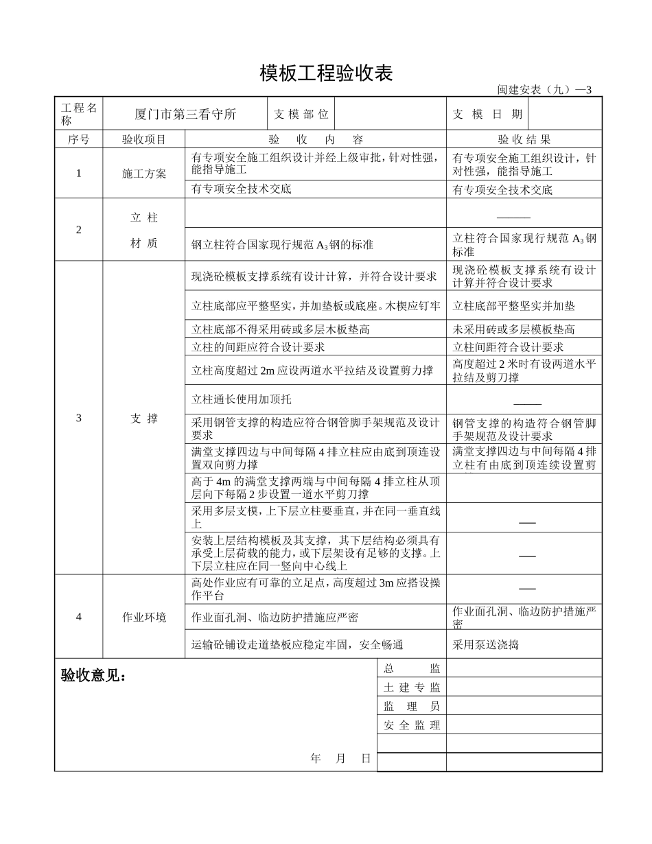 模板工程验收表_第1页