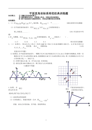 平面直角坐标系培优经典训练题