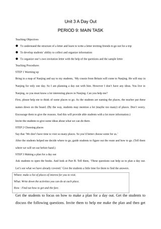 牛津版八年级英语Unit 3 A Day Out(9)MAIN TASK