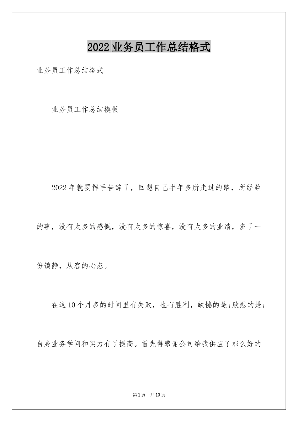2024业务员工作总结格式_第1页