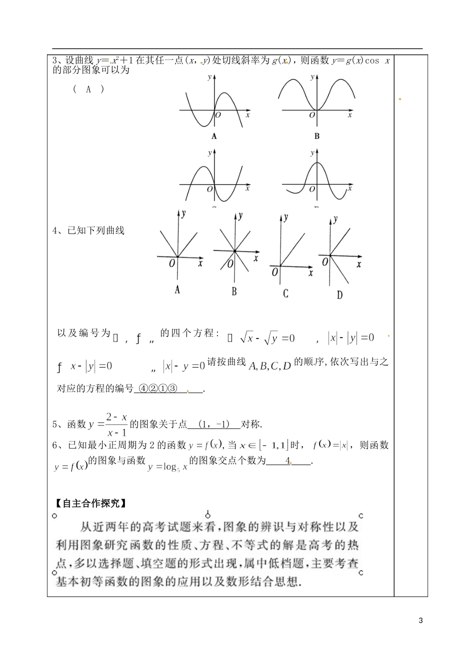 山东省泰安市肥城市第三中学高考数学一轮复习 函数的图像教案_第3页