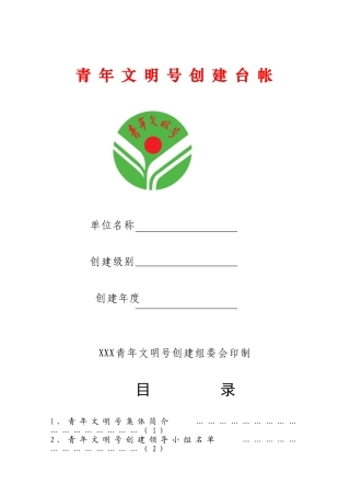 青年文明号创建台帐范本