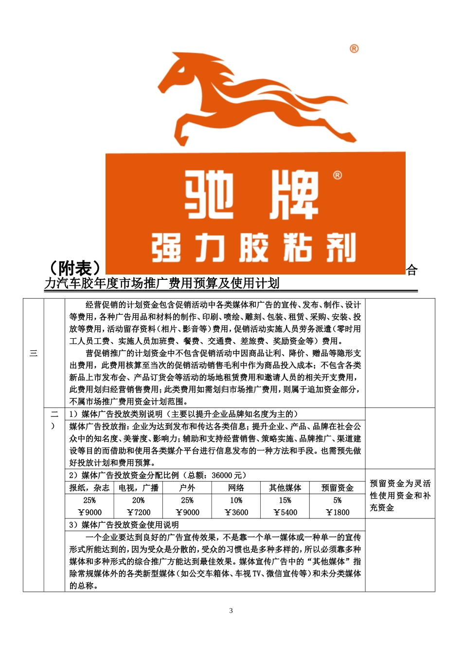 年度市场推广费用预算及使用计划_第3页
