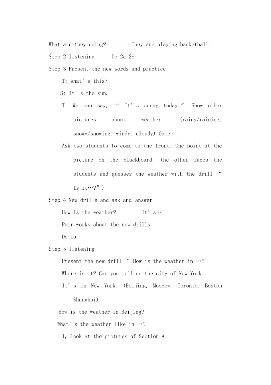 辽宁省丹东七中七年级英语下册《Unit 6 It’s raining》教案 人教新目标版_第3页