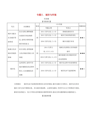 （5年高考3年模拟A版）天津市高考地理总复习 专题八 城市与环境学案（含解析）-人教版高三全册地理学案