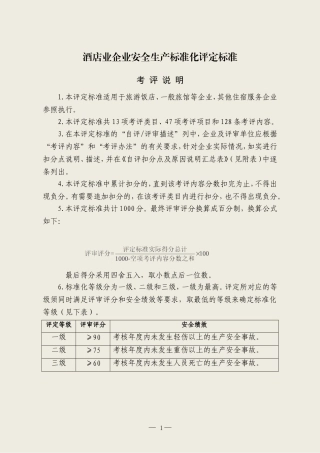 酒店类企业标准化标准