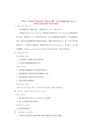 重庆市梁平实验中学八年级英语下册 Unit 7 Food festival Topic1 We’re preparing for a food festival SectionC教案 （新版）仁爱版