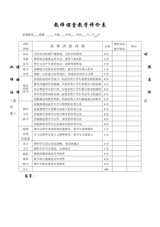 教师课堂教学评价表[1]