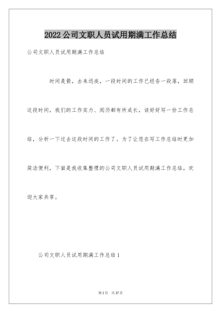 2024公司文职人员试用期满工作总结_1