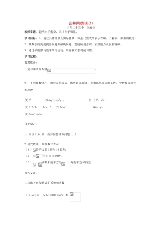七年级数学上册合并同类项(1)教案人教版