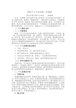 教师个人专业发展三年规划