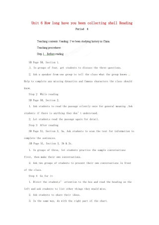 浙江省温州市第二十中学八年级英语下册 Unit 6 How long have you been collecting shells Period 4教案 人教新目标版