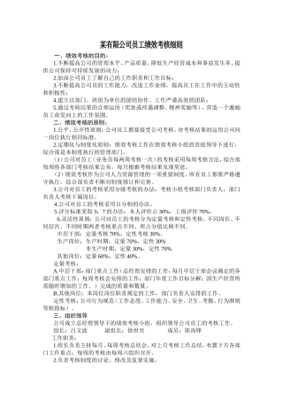 某有限公司员工绩效考核细则