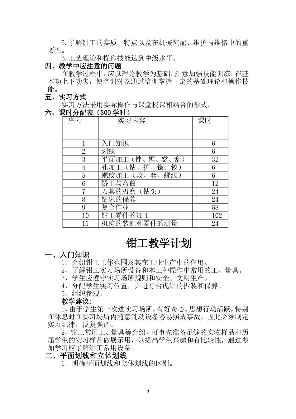 钳工培训计划及大纲_第2页