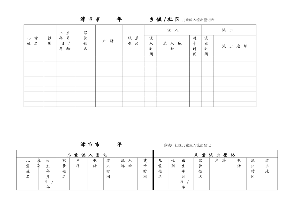 流动儿童主动搜索表、儿童流入流出登记_第2页